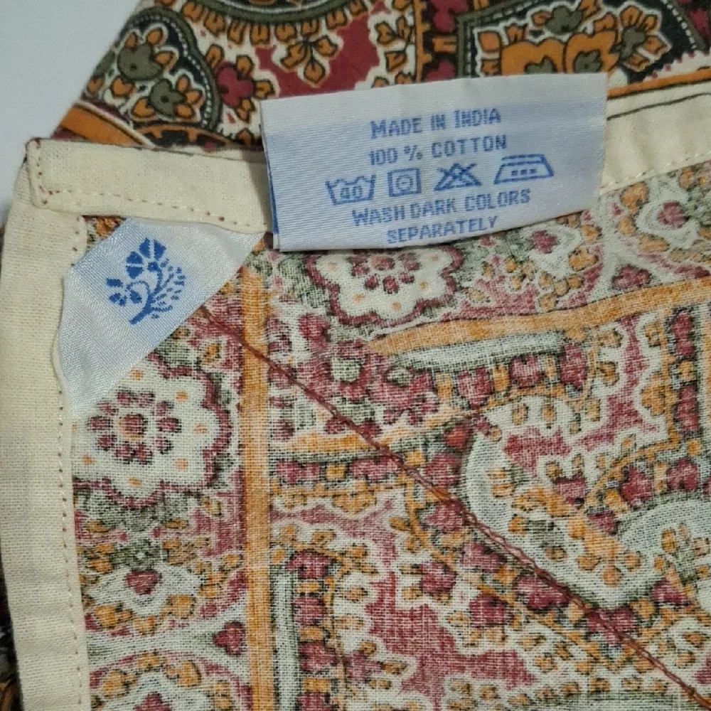 April Cornell Red, Gold and Green Floral Medallion Tablecloth